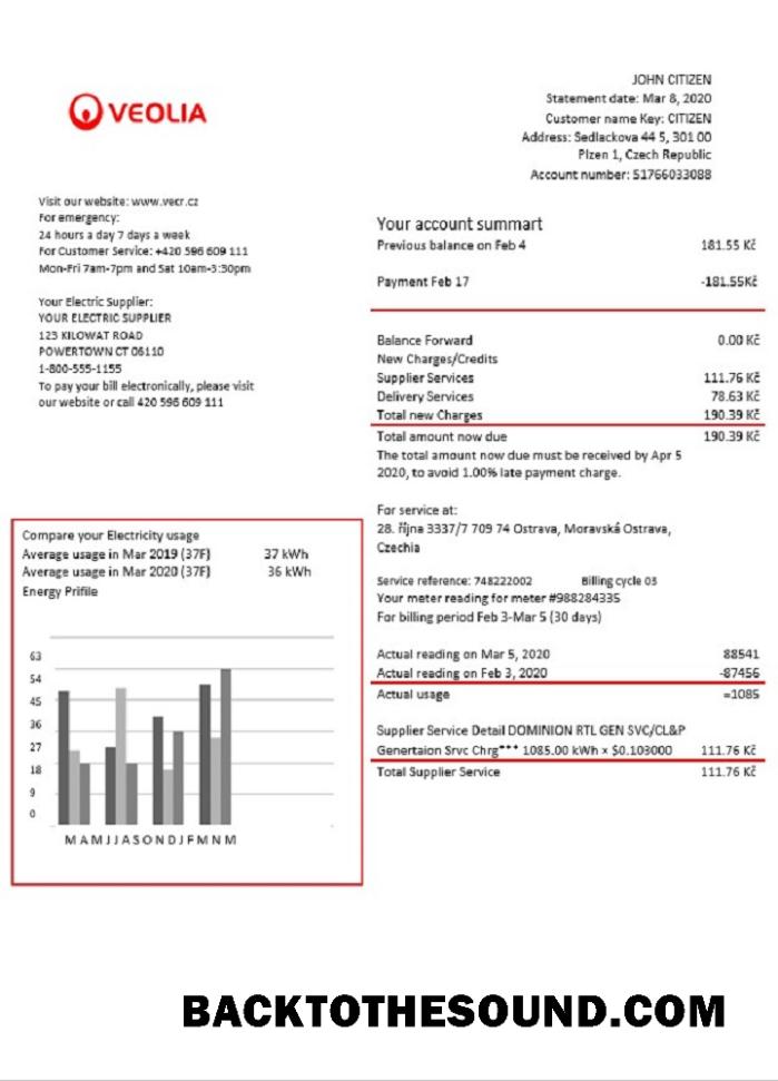 İndir Çekya Veolia Energy Çek Cumhuriyeti energy Fatura Fatura Örnek taslak