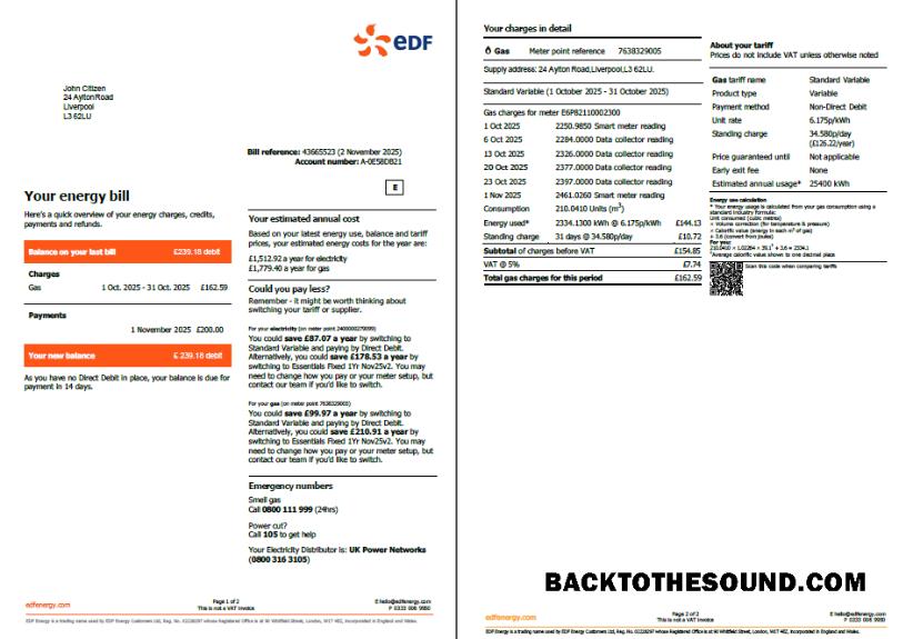 İndir Fransa EDF Fatura Fatura in Word and PDF Formatlar, 2 pages Örnek taslak