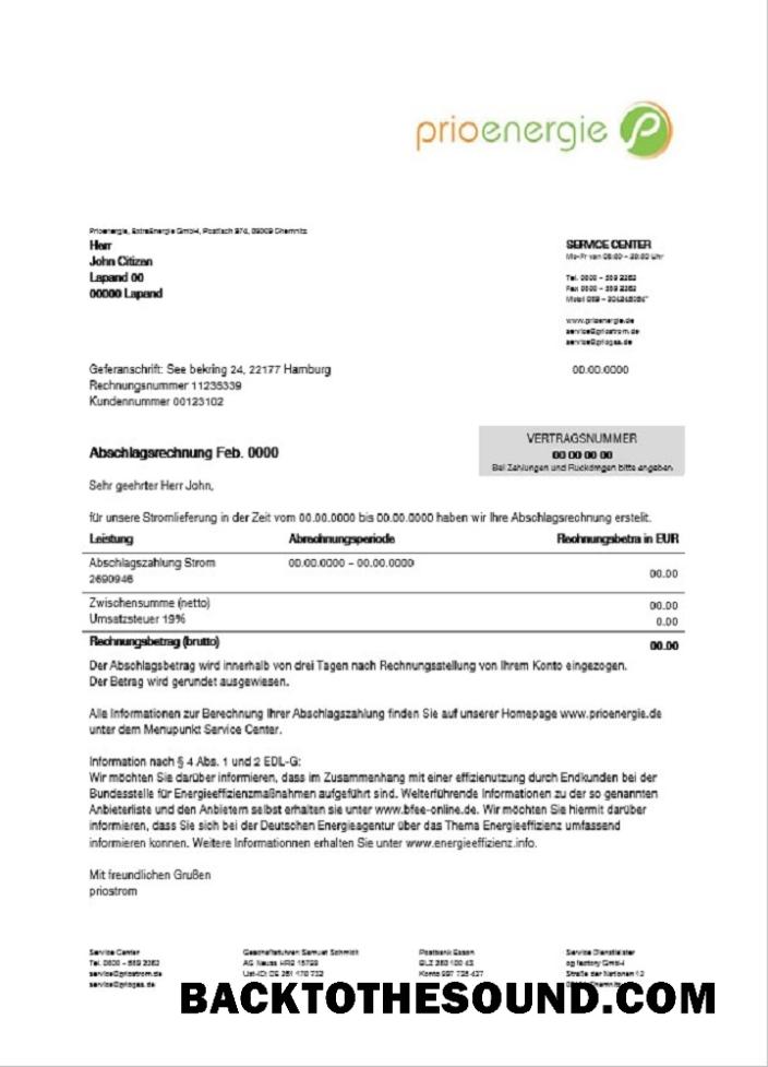 İndir Almanya Prioenergie proof of address Fatura Fatura Örnek taslak