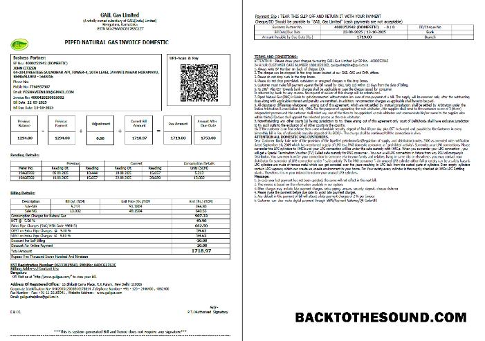 İndir Hindistan Gail Gaz Limited Fatura Fatura in Word and PDF Formatlar, 2 pages Örnek ön izleme