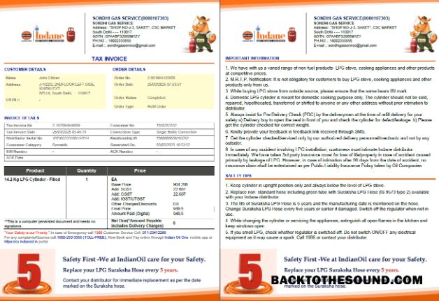 İndir Hindistan Indian oil Fatura Fatura in Word and PDF Formatlar, 2 pages, Sürüm 2 Örnek ön izleme
