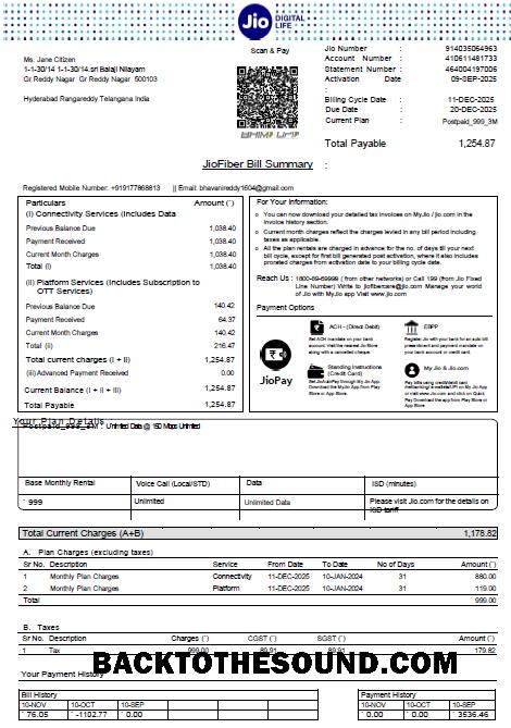 İndir Hindistan Jio Digital Life Fatura Fatura in Word and PDF Formatlar, Sürüm 4 Örnek şablon