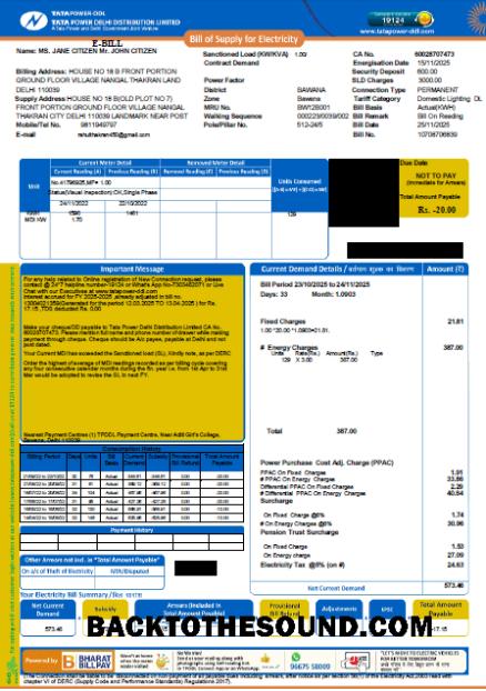 İndir Hindistan Tata Power Şirket Limited Fatura Fatura in Word and PDF Formatlar Örnek ön izleme
