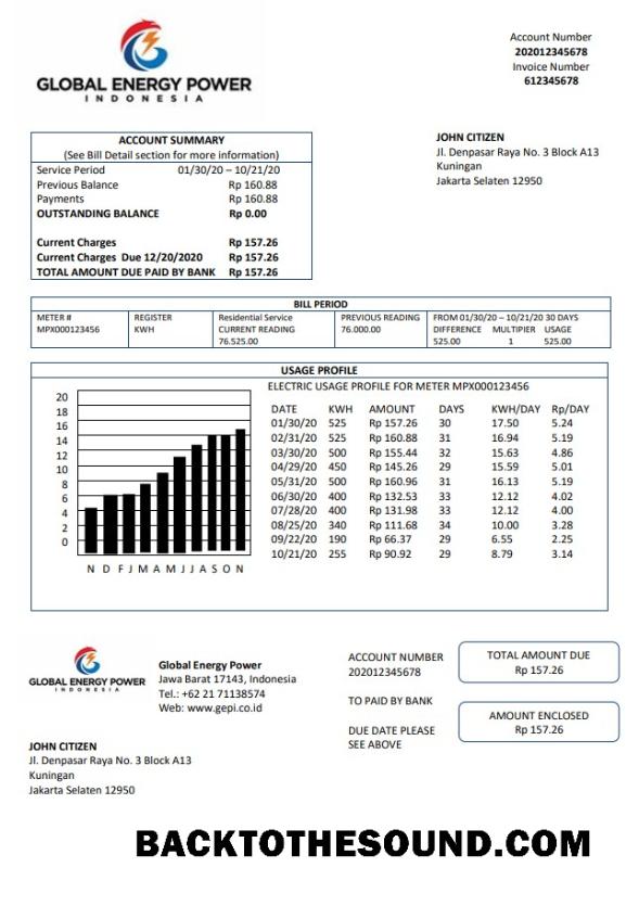 İndir Endonezya Global Energy Power Fatura Fatura Örnek taslak