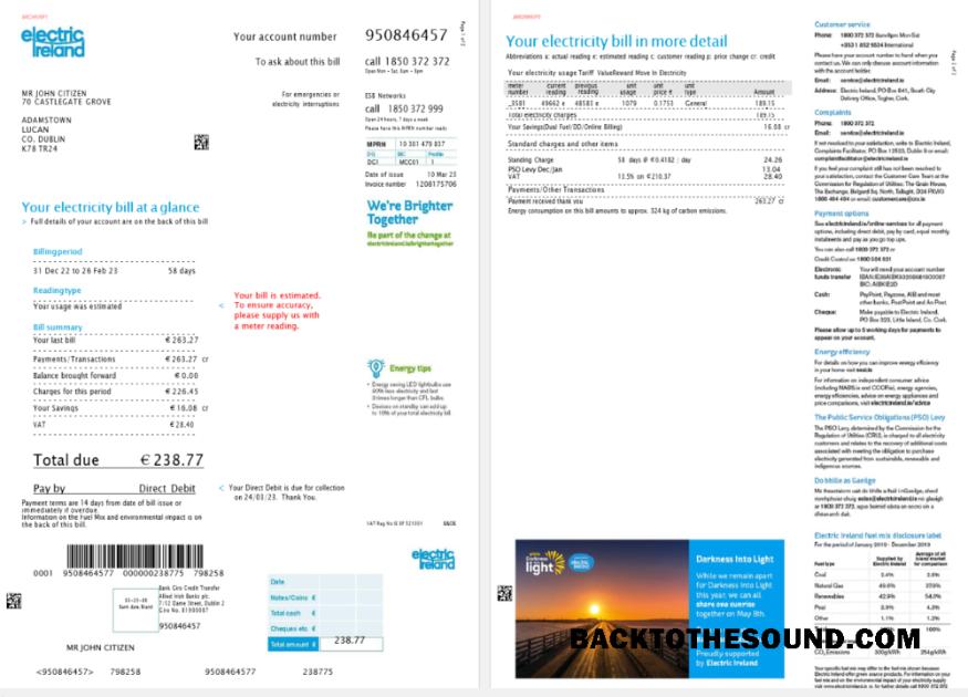 İndir İrlanda Electric İrlanda Fatura Fatura in Word and PDF Format, Sürüm 2, 2 pages Örnek tasarım