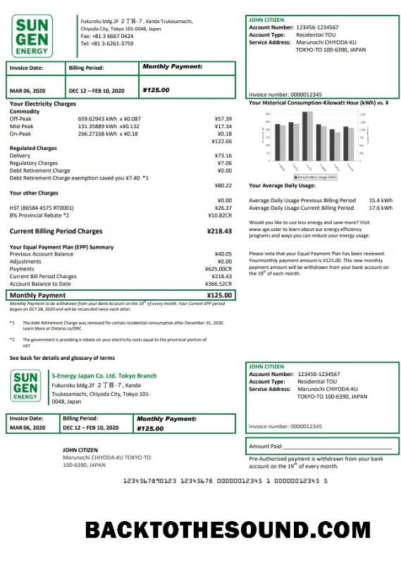 İndir Japonya S Energy Japonya Co. Ltd. Tokyo Branch Fatura Fatura in Word and PDF Format Örnek şablon