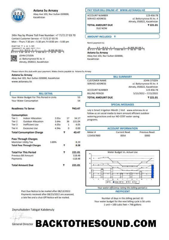 İndir Kazakistan Astana Su Arnasy Fatura Fatura in Word and PDF Format (.doc and .PDF) Örnek örnek