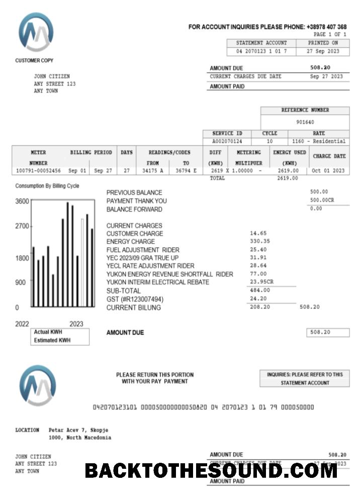 İndir Macedonia MGI Energetika Fatura Fatura Word and PDF Örnek tasarım