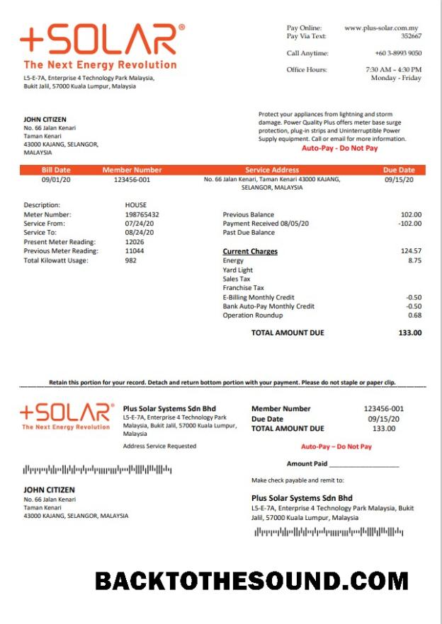 İndir Malezya Plus Solar Systems Sdn Bhd Fatura Fatura in Word and PDF Format Örnek şablon
