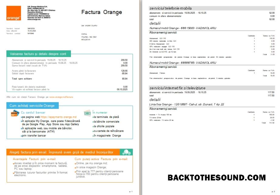 İndir Moldova Orange Fatura Fatura Sürüm 2 scr Örnek tasarım
