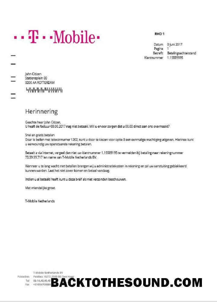 İndir Hollanda T Mobile Fatura Fatura in Word and PDF Format Örnek örnek