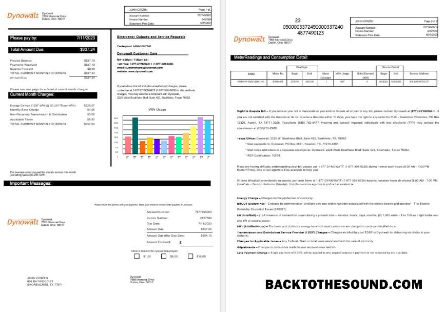 İndir Yeni York Dynowatt Elektrik Fatura Fatura Word and PDF Formatlar Örnek tasarım