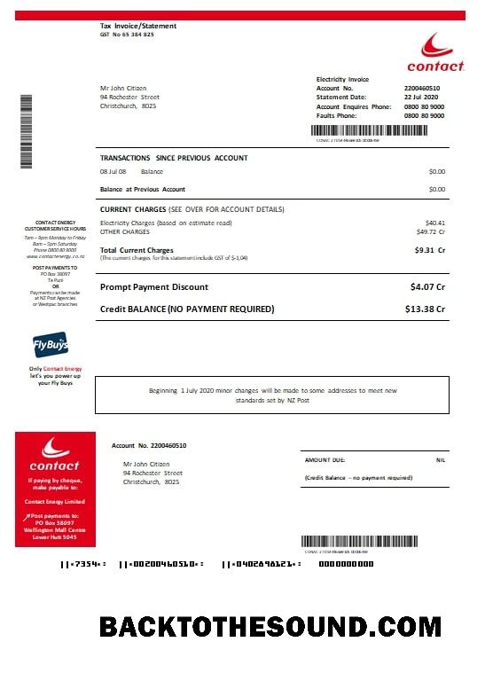 İndir Yeni Zelanda Contact Energy proof of energy in Word and PDF Format Örnek ön izleme