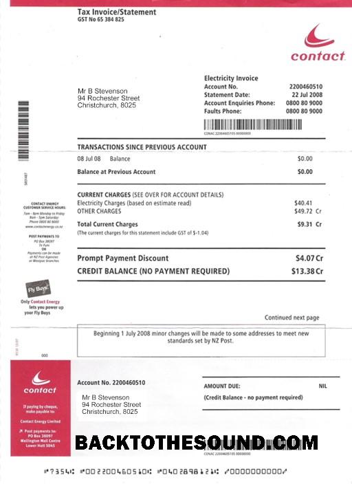 İndir Yeni Zelanda Elektrik Fatura Fatura PSD Örnek örnek