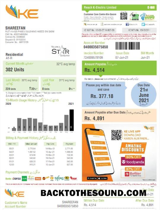 İndir Pakistan K ELECTRIC LIMITED Fatura Fatura Word and PDF Örnek tasarım