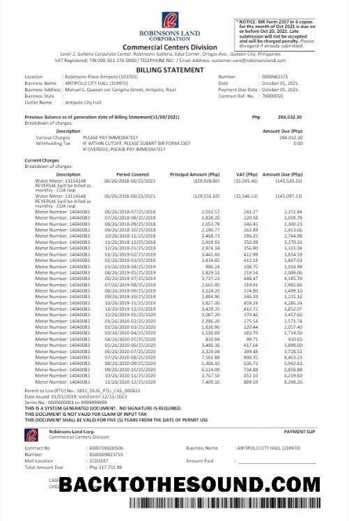 İndir Filipinler ROBINSON LAND CORPORATION Fatura Fatura Word and PDF Örnek ön izleme