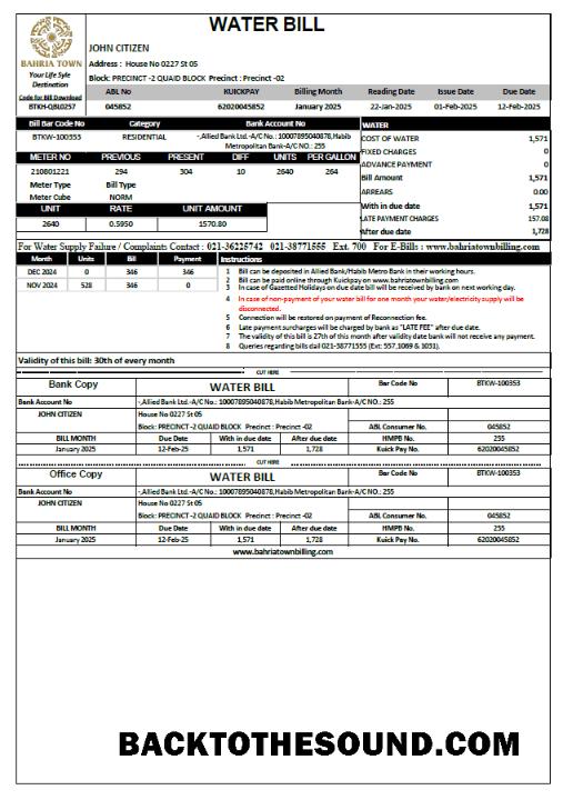 İndir Pakistan Bahria Town Fatura Fatura in Word and PDF Formatlar Örnek ön izleme