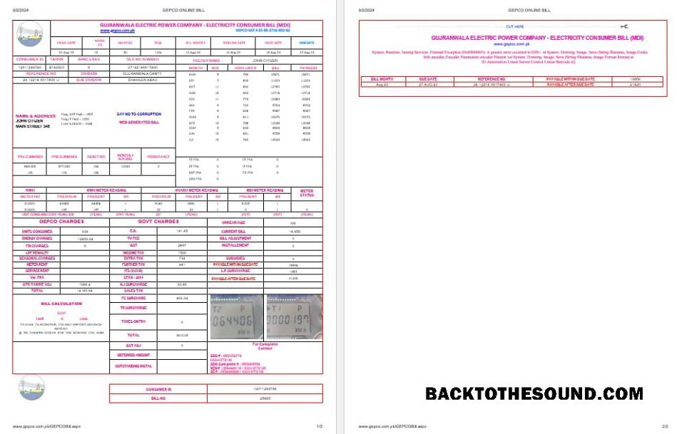 İndir Pakistan Gujanwala electric power Şirket Elektrik Fatura bil Word and PDF Formatlar, 2 pages Örnek taslak
