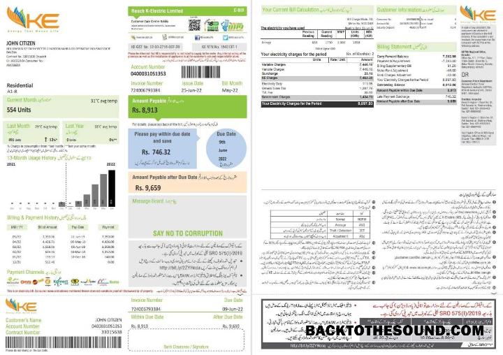 İndir Pakistan KE Elektrik Fatura in Word and PDF Format, 2 pages Örnek tasarım