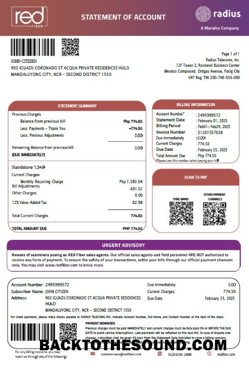 İndir Filipinler Red Fiber Fatura Fatura in Word and PDF Formatlar Örnek taslak