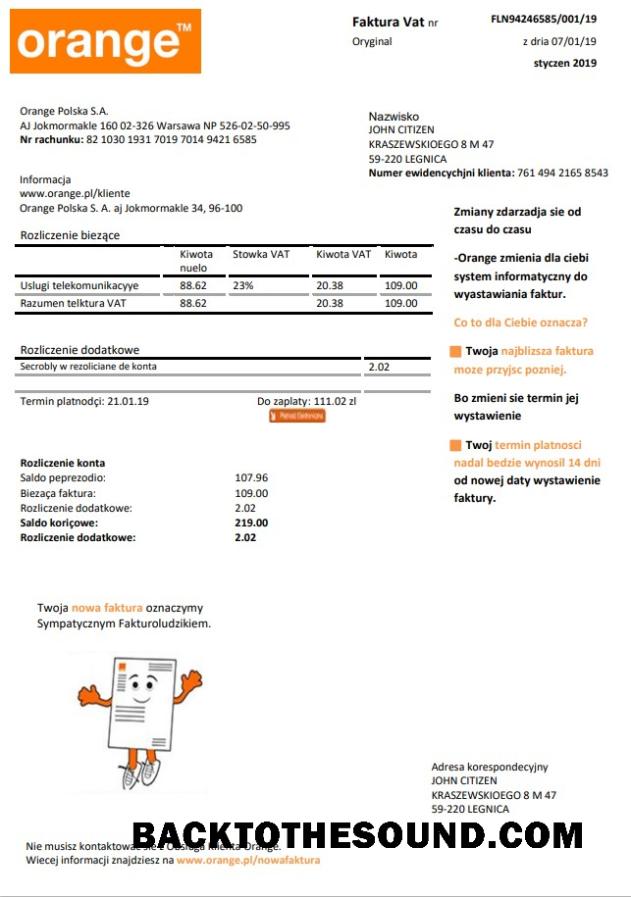 İndir Polonya Orange Fatura Fatura in Word and PDF Format Örnek tasarım