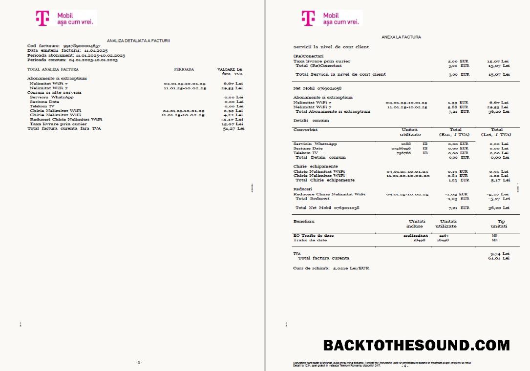 İndir Romanya T Mobile Fatura Fatura in Word and PDF Formatlar, 4 pages, 3 4 pages Örnek örnek
