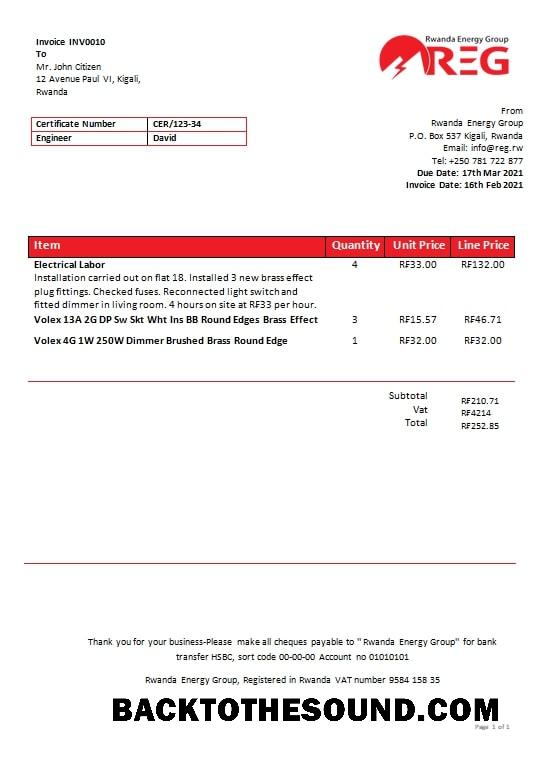 İndir Ruanda Energy Group Elektrik Fatura Fatura in Word and PDF Format Örnek ön izleme