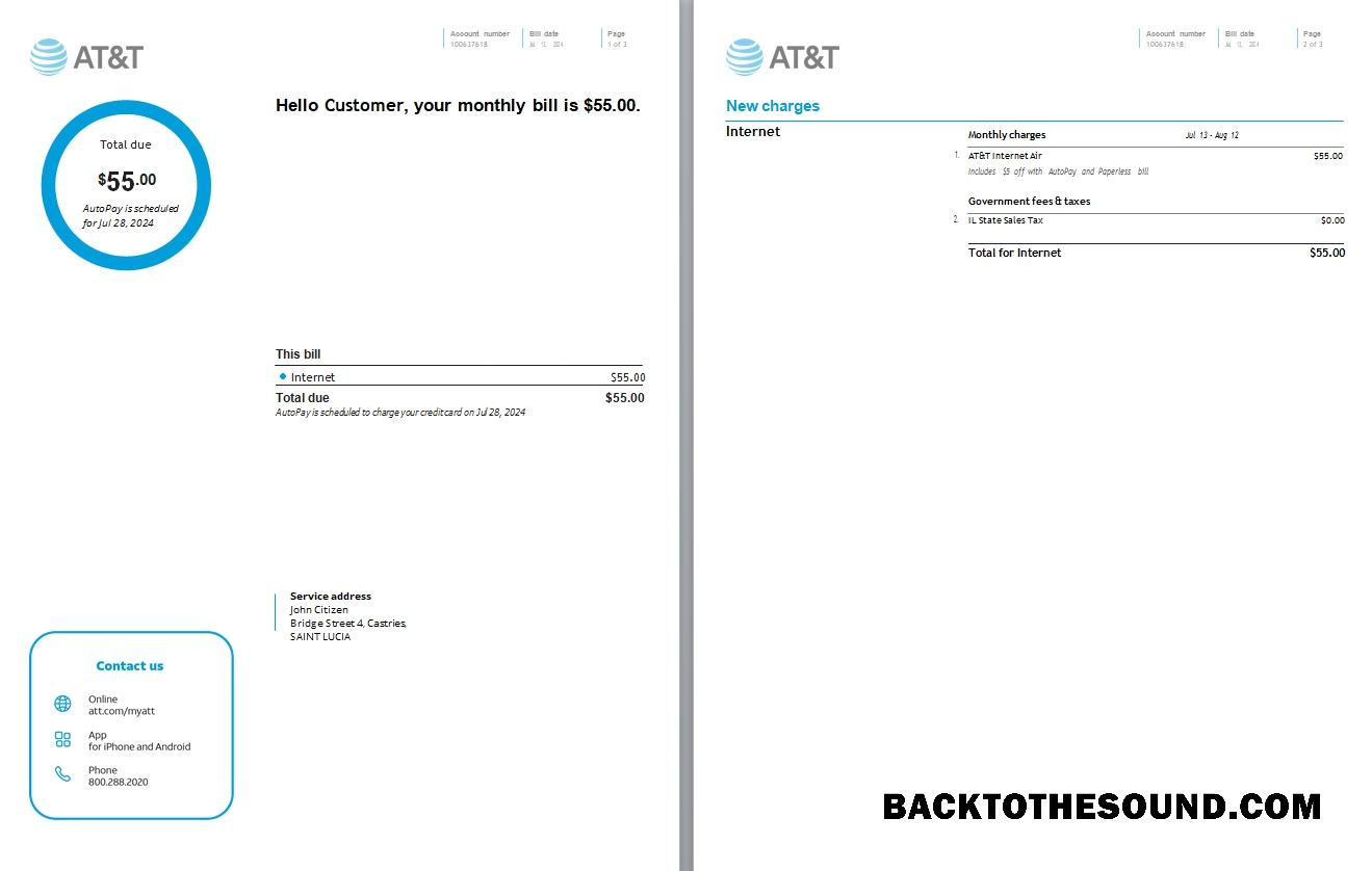 İndir Saint Lucia internet Fatura Fatura, 3 pages scr Örnek taslak