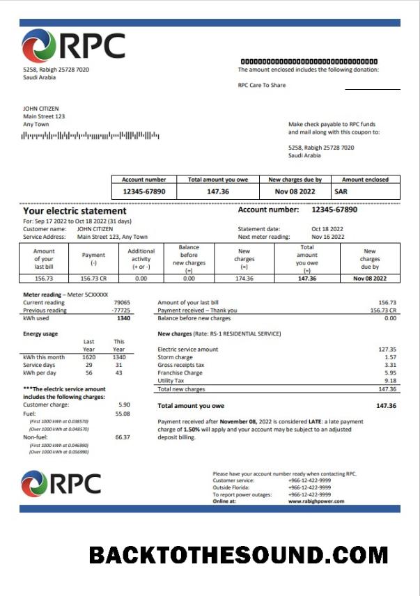 İndir Suudi Arabistan Rabigh Power Şirket Fatura Fatura, Word and PDF Örnek örnek