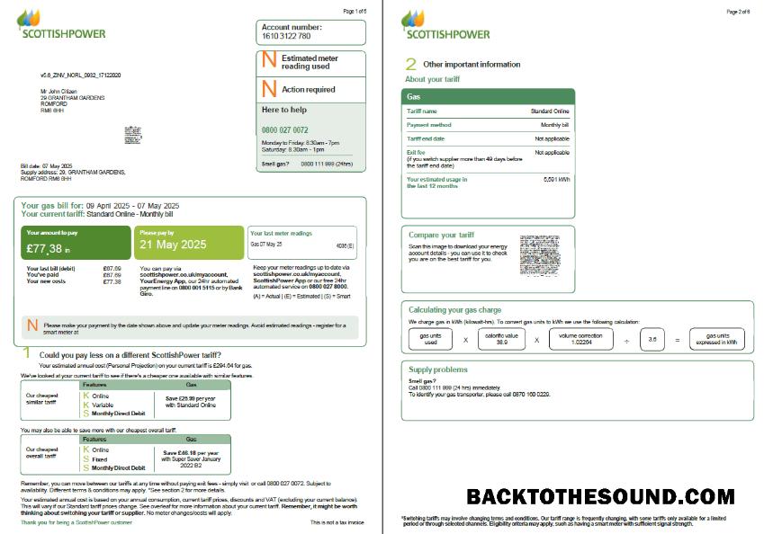 İndir İskoçya Scottish Power Fatura Fatura in Word and PDF Formatlar, 6 pages, 1 2 pages Örnek taslak