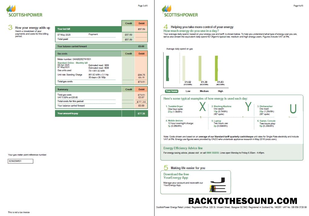 İndir İskoçya Scottish Power Fatura Fatura in Word and PDF Formatlar, 6 pages, 3 4 pages Örnek şablon