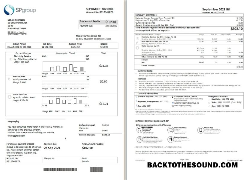 İndir Singapur SP Group Fatura Fatura in Word and PDF Format (2 pages) Örnek örnek
