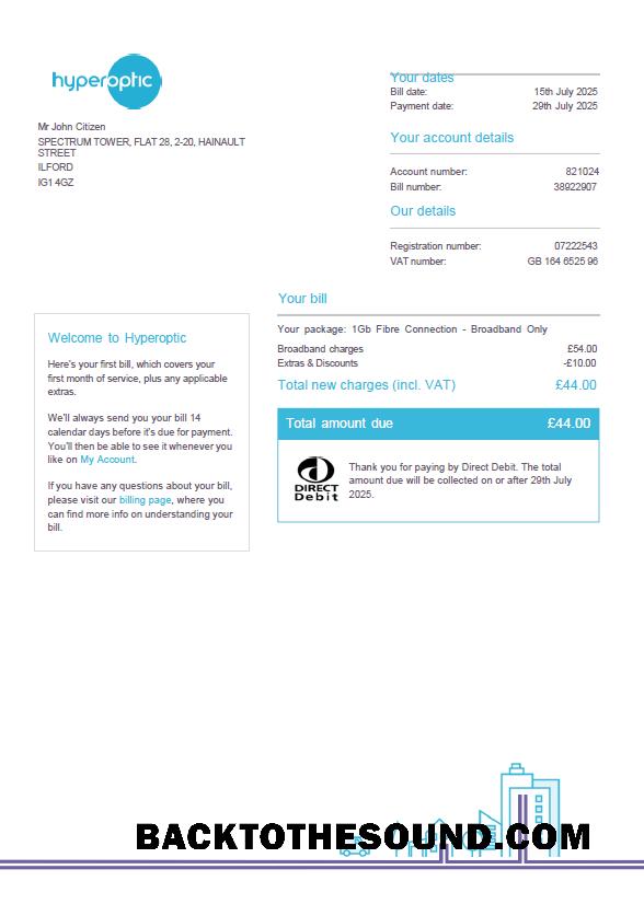 İndir Slovakya Hyperoptic Fatura Fatura in Word and PDF Formatlar Örnek ön izleme