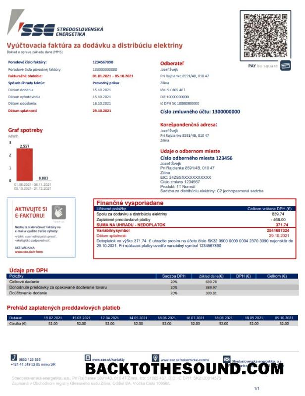 İndir Slovakya Stredoslovenka Energetika Fatura Fatura in Word and PDF Format Örnek şablon