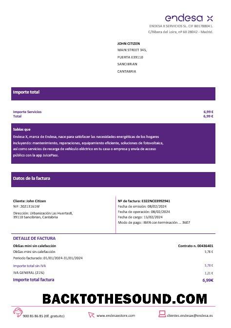 İndir İspanya Barcelona endesa X Elektrik Fatura Fatura Word and PDF Formatlar Örnek örnek