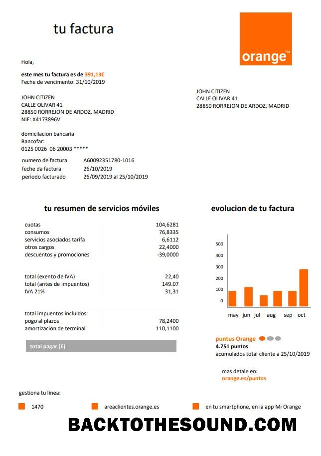 İndir İspanya Orange easy fillable Fatura Fatura in Word and PDF Format Örnek taslak