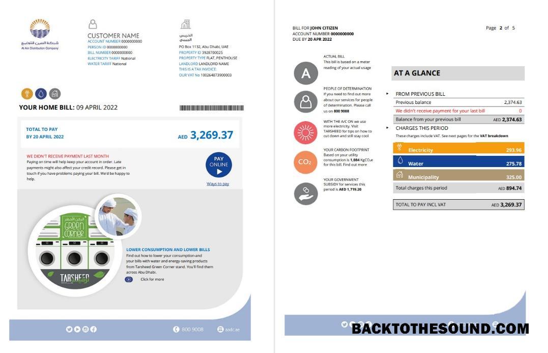 İndir BAE Abu Dhabi Al Ain Distribution Co. Word and PDF Fatura Fatura (5 pages) 1 2 Örnek taslak
