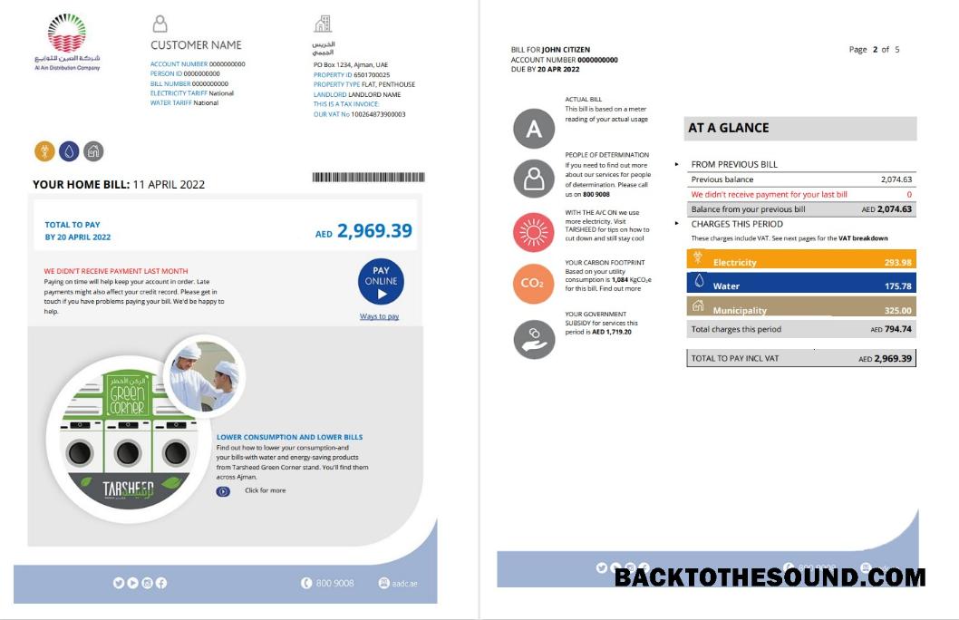 İndir BAE Ajman Al Ain Distribution Co. Word and PDF Fatura Fatura (5 pages) 1 2 Örnek örnek
