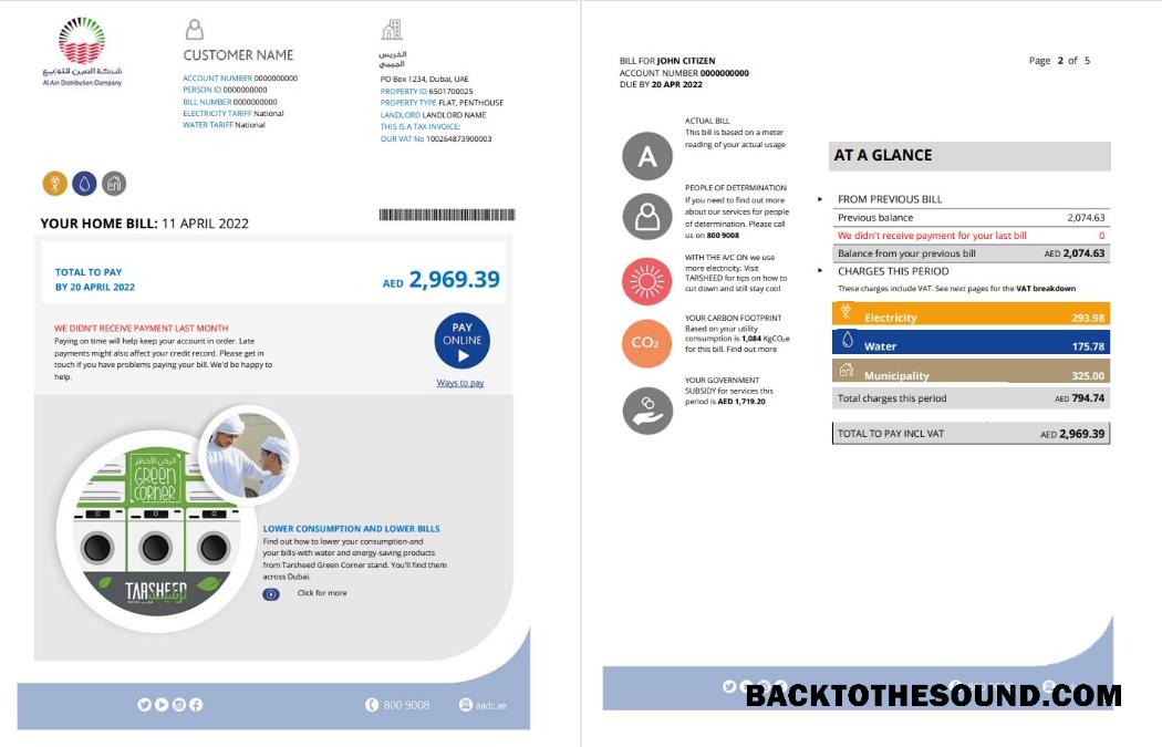 İndir BAE Dubai Al Ain Distribution Co. Word and PDF Fatura Fatura (5 pages) 1 2 Örnek örnek
