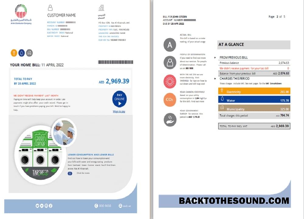 İndir BAE Ras Al Khaimah Al Ain Distribution Co. Word and PDF Fatura Fatura (5 pages) 1 2 Örnek taslak