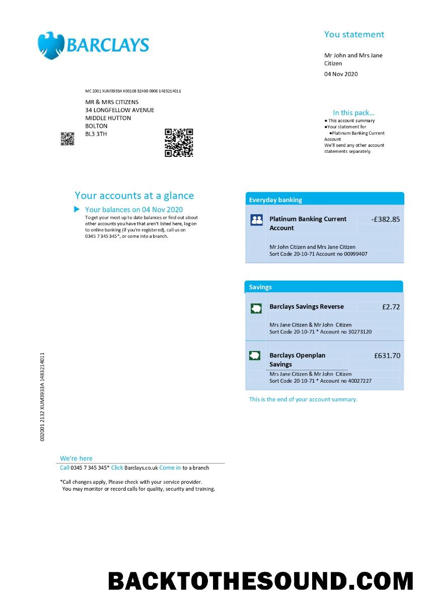 İndir Birleşik Krallık Barclays Fatura Fatura in Word and PDF Format Örnek şablon