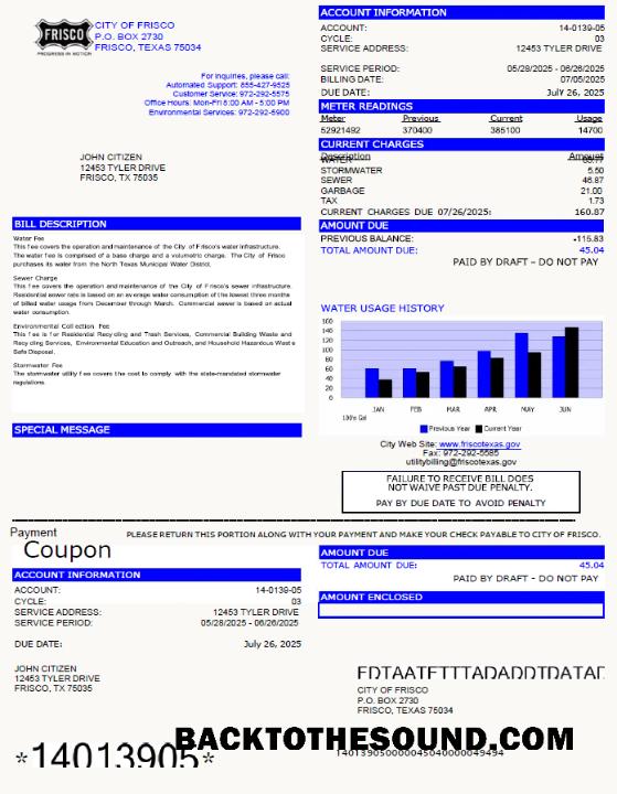 İndir ABD City of Frisco Fatura Fatura in Word and PDF Formatlar Örnek şablon