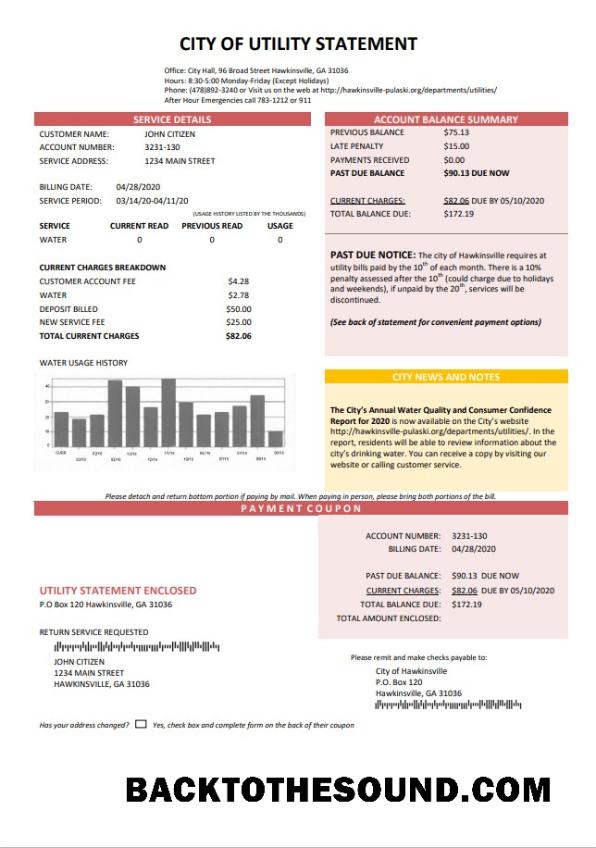 İndir ABD City of Fatura Hesap Özeti Su Fatura Fatura in Word and PDF Format Örnek şablon