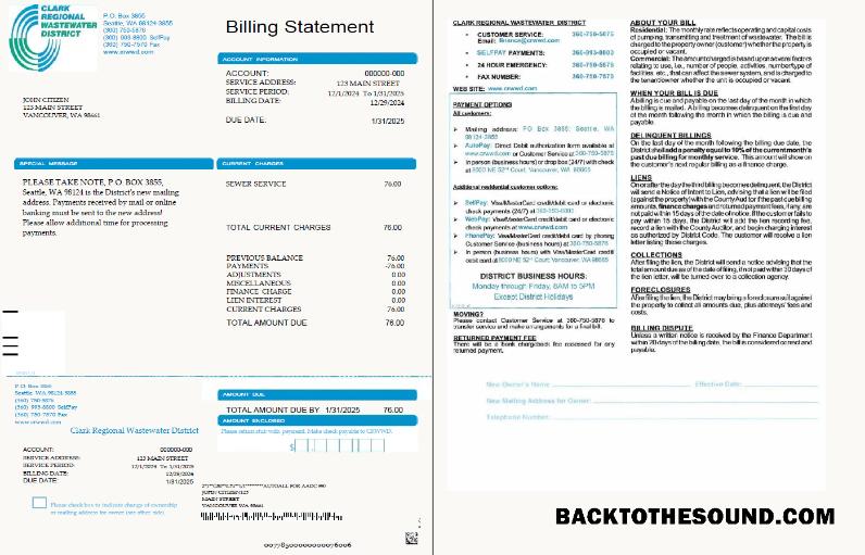 İndir ABD Clark Regional Wastewater District Fatura Fatura in Word and PDF Formatlar, 2 pages Örnek şablon