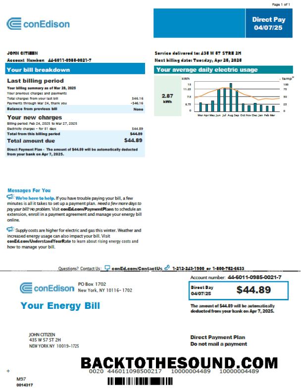İndir ABD Conedison Fatura Fatura in Word and PDF Formatlar, Sürüm 4 Örnek tasarım