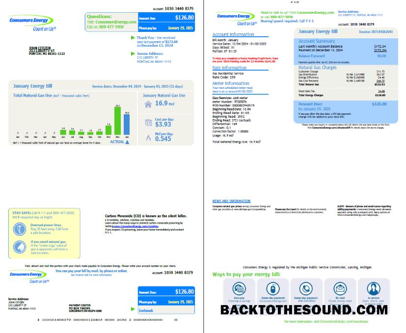 İndir ABD Consumers Energy Fatura Fatura in Word and PDF Formatlar, 2 pages, vesion 3 Örnek taslak