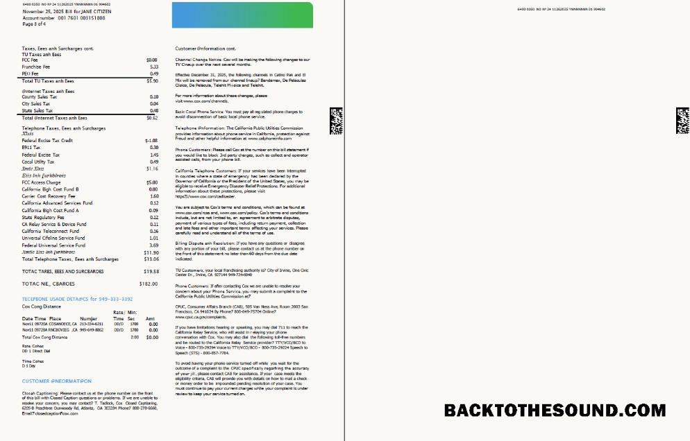 İndir ABD Cox Fatura Fatura in Word and PDF Formatlar, 4 pages, 3 4 pages Örnek örnek