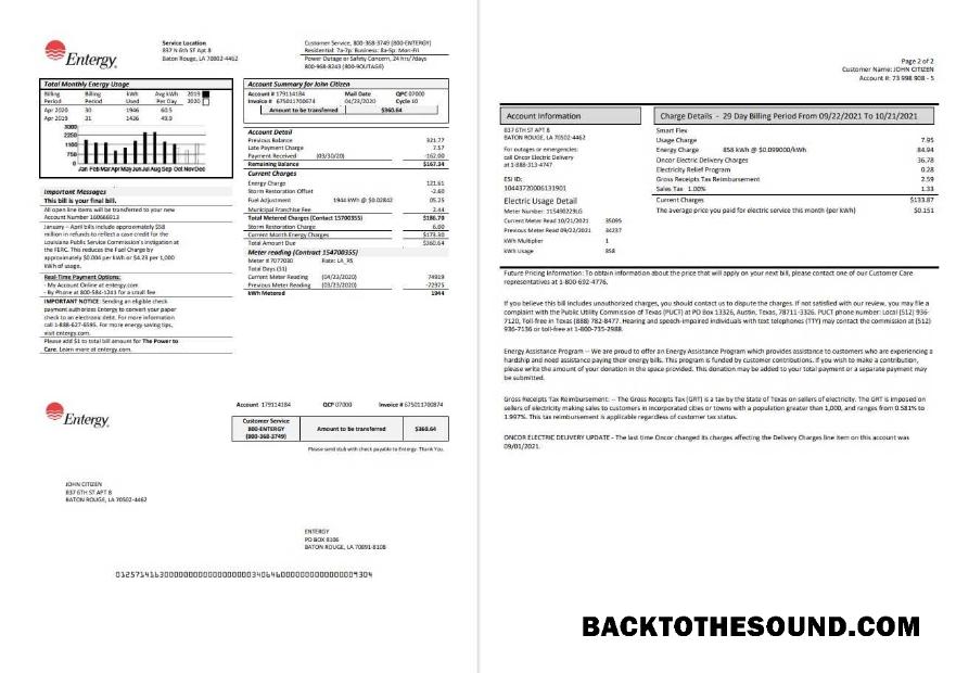 İndir ABD Entergy Elektrik Fatura Fatura in Word and PDF Format (2 pages) Örnek örnek