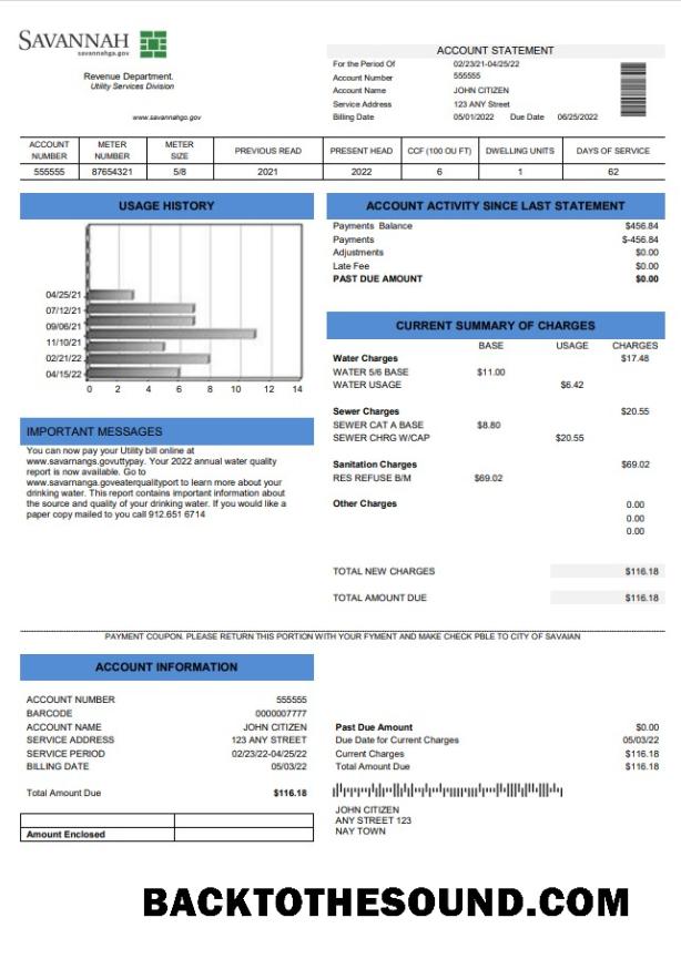 İndir ABD Gürcistan Savannah Fatura Fatura in Word and PDF Format Örnek ön izleme