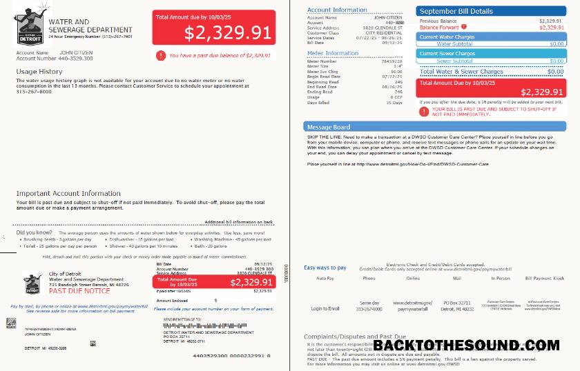 İndir ABD Glendale Su and Sewerage Department Fatura Fatura in Word and PDF Formatlar, 2 pages Örnek ön izleme